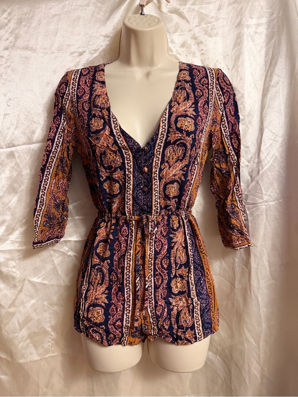 Bohemian Patterned 3/4 Sleeve Romper